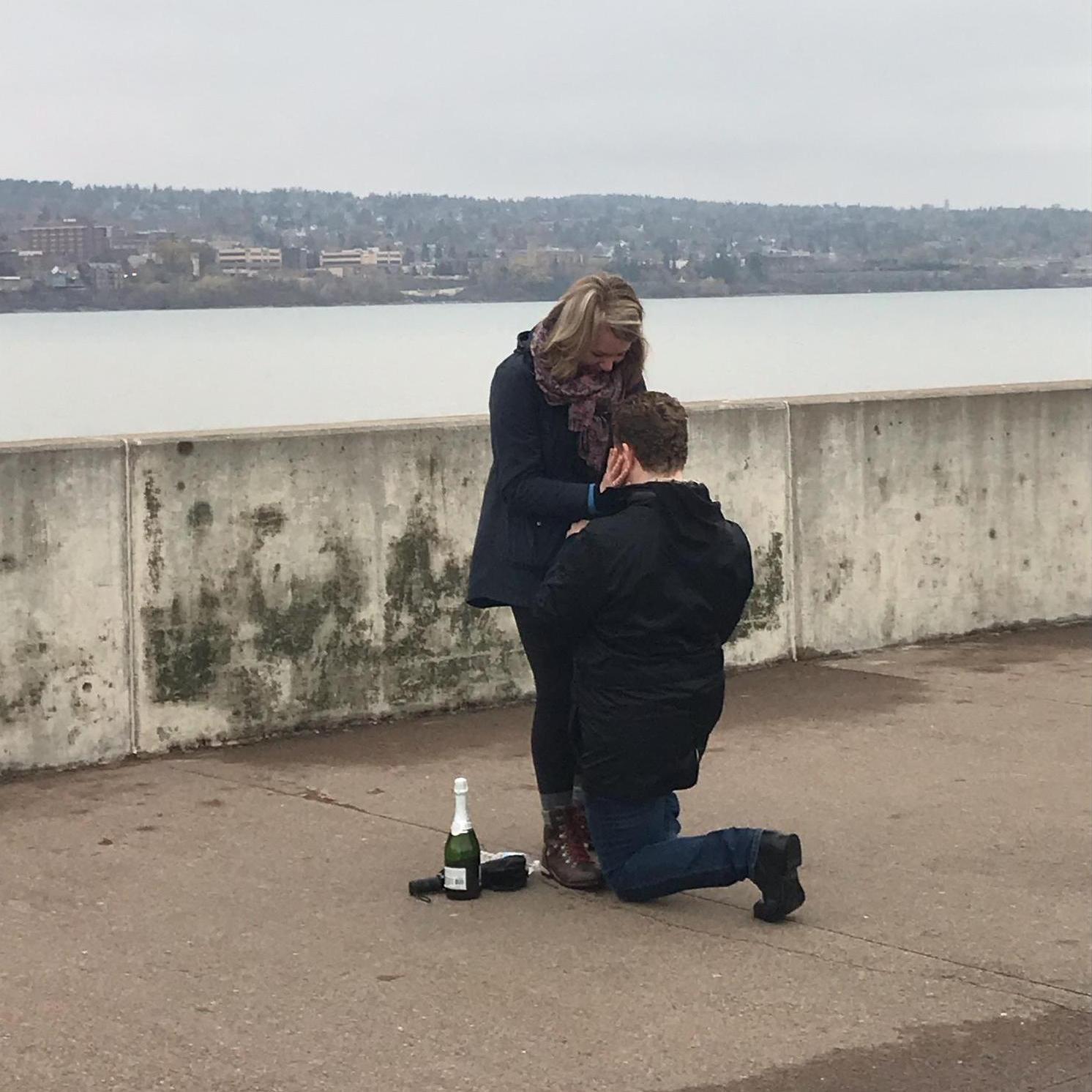 The proposal in Duluth, MN (ask us sometime about the story of the bottle of champagne sitting on the ground)
