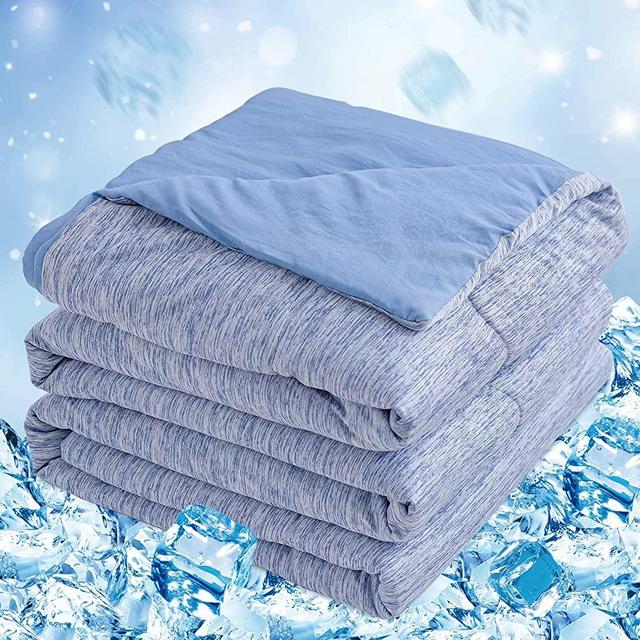 CHOSHOME Cooling Comforter Full/Queen Size,Cooling Blanket with Q-Max >0.45 Arc-Chill Cooling Fiber, Cool Sleeping Summer Blanket for Night Sweats Hot Sleeper (79" x 88", Blue)