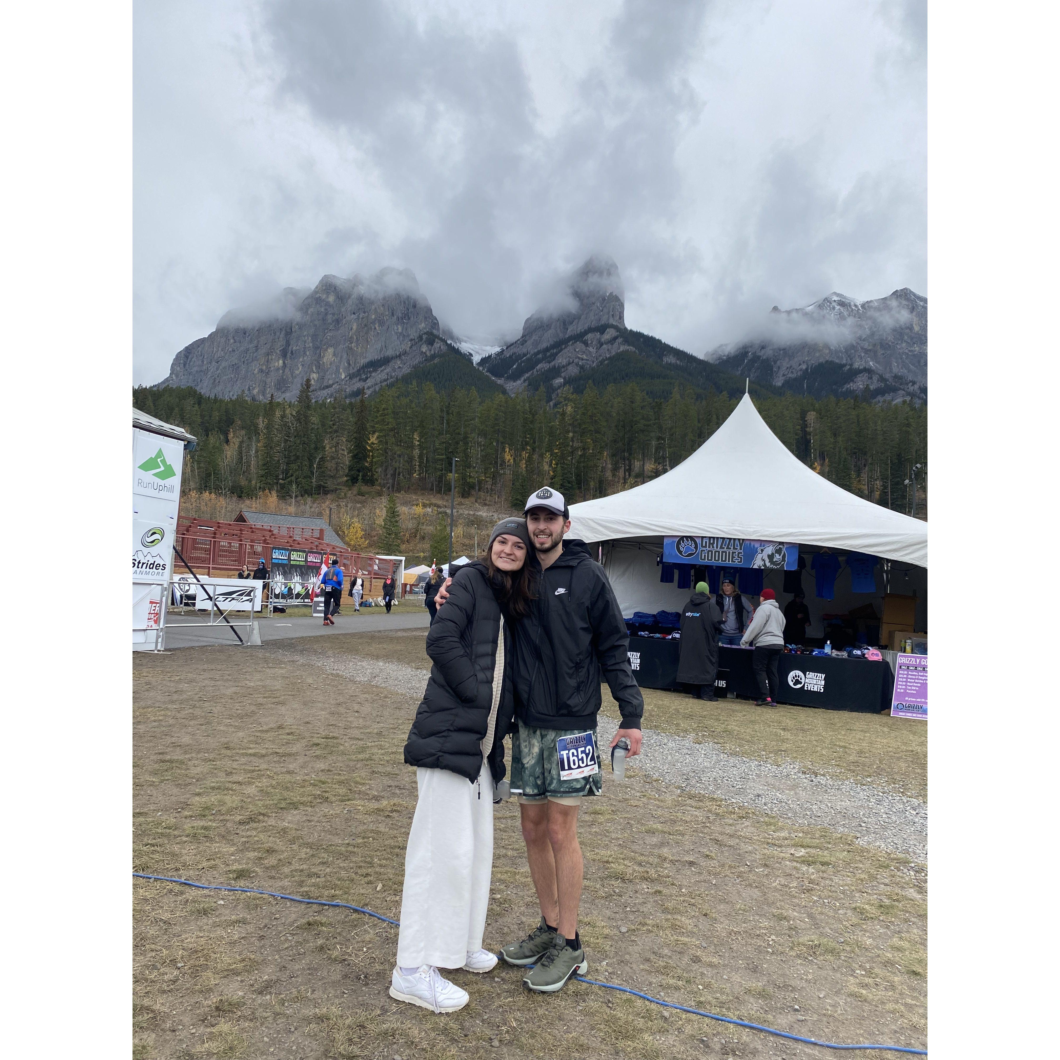 After Jack finished his first half marathon in Canmore, October, 2021.