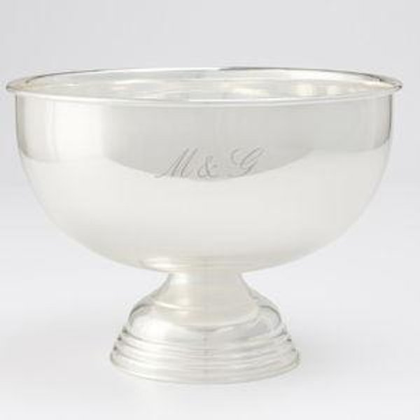 Medium Silver Celebration Wine Bowl - Add Personalization letters "MG" in Lucia Script 2-Initial Ampersand - AJ5