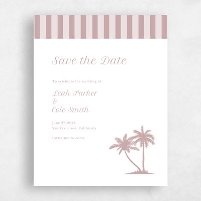 Grayed Mauve, Pink Wedding Save the Date - Mauritius Portrait