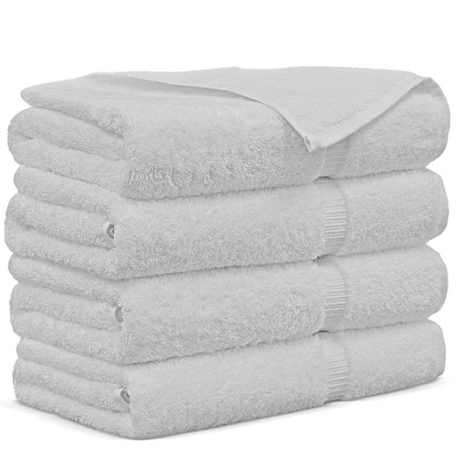 Towel Bazaar Premium Turkish Cotton Super Soft and Absorbent Towels (4-Piece Bath Towels, White)
