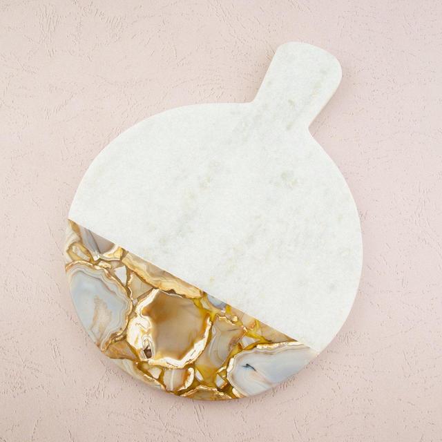 13" Marble Serving Board with Gold Agate Inlay