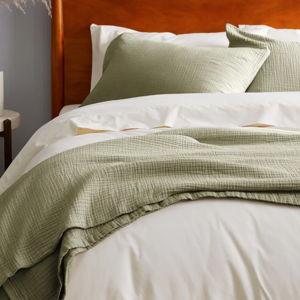 Organic Cotton Gauze Blanket - Olive, Full/Queen
