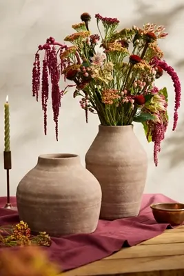 Ribbed Terracotta Vase