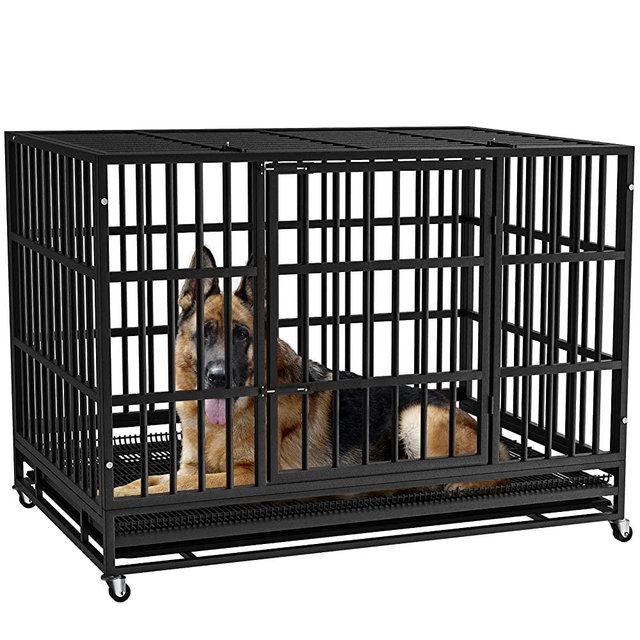 LEMBERI Heavy Duty Dog Crate cage，Extra Large Dog Crate Kennel，Indestructible high Anxiety Dog Crate,Easy to Assemble, XXL Large Dog Crate for Outdoor and Indoor with Removable Tray