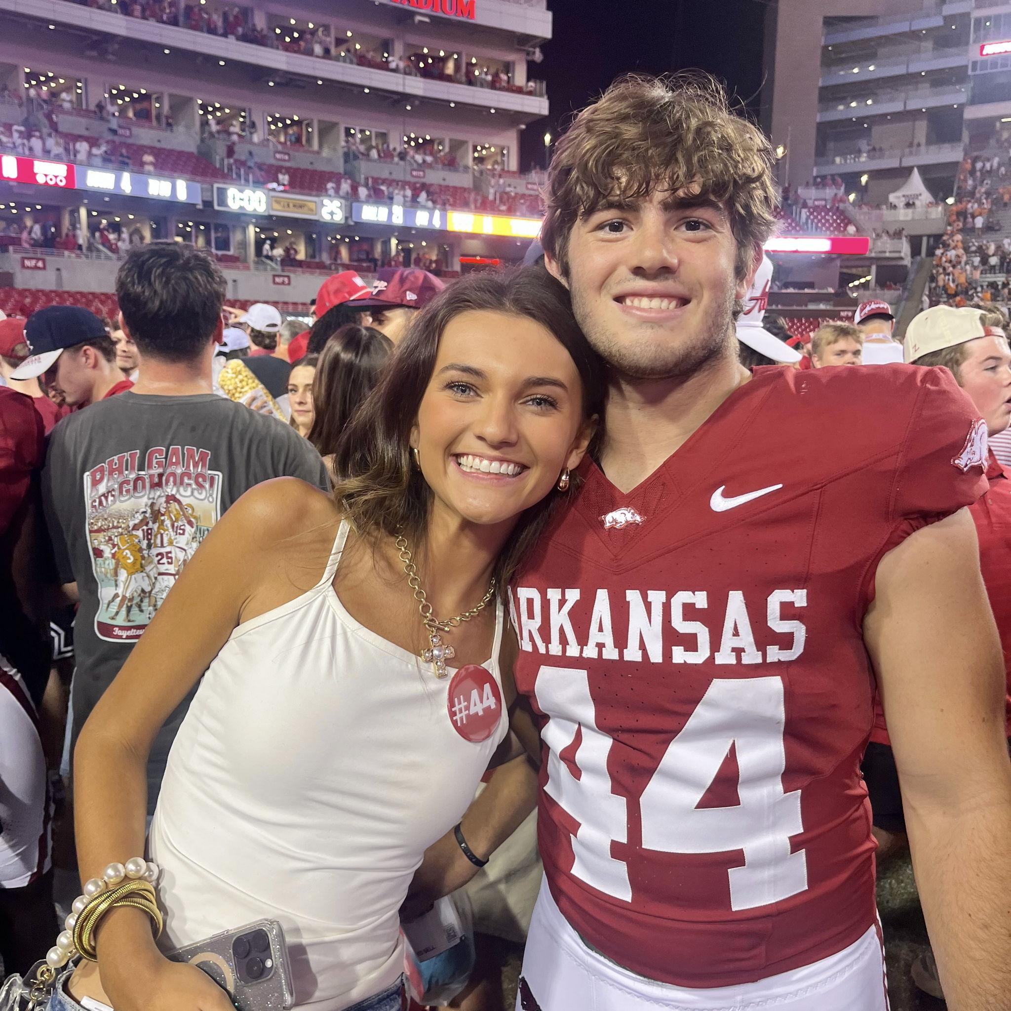 The night, Arkansas beat Tennessee. Everyone stormed the field!