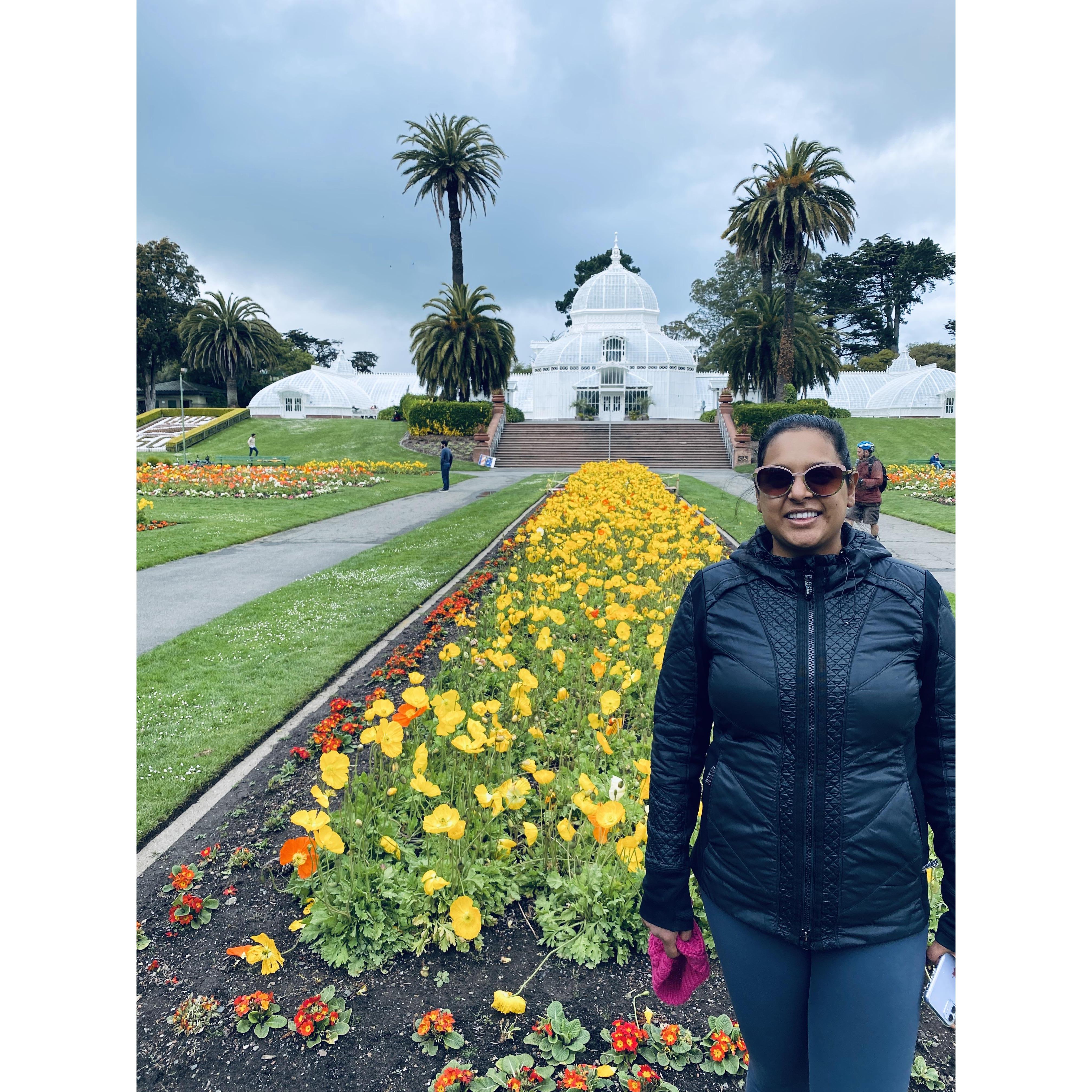 She is ready in a second to be a model on my pictures. Walk to conservatory of flowers at the Golden Gate Park