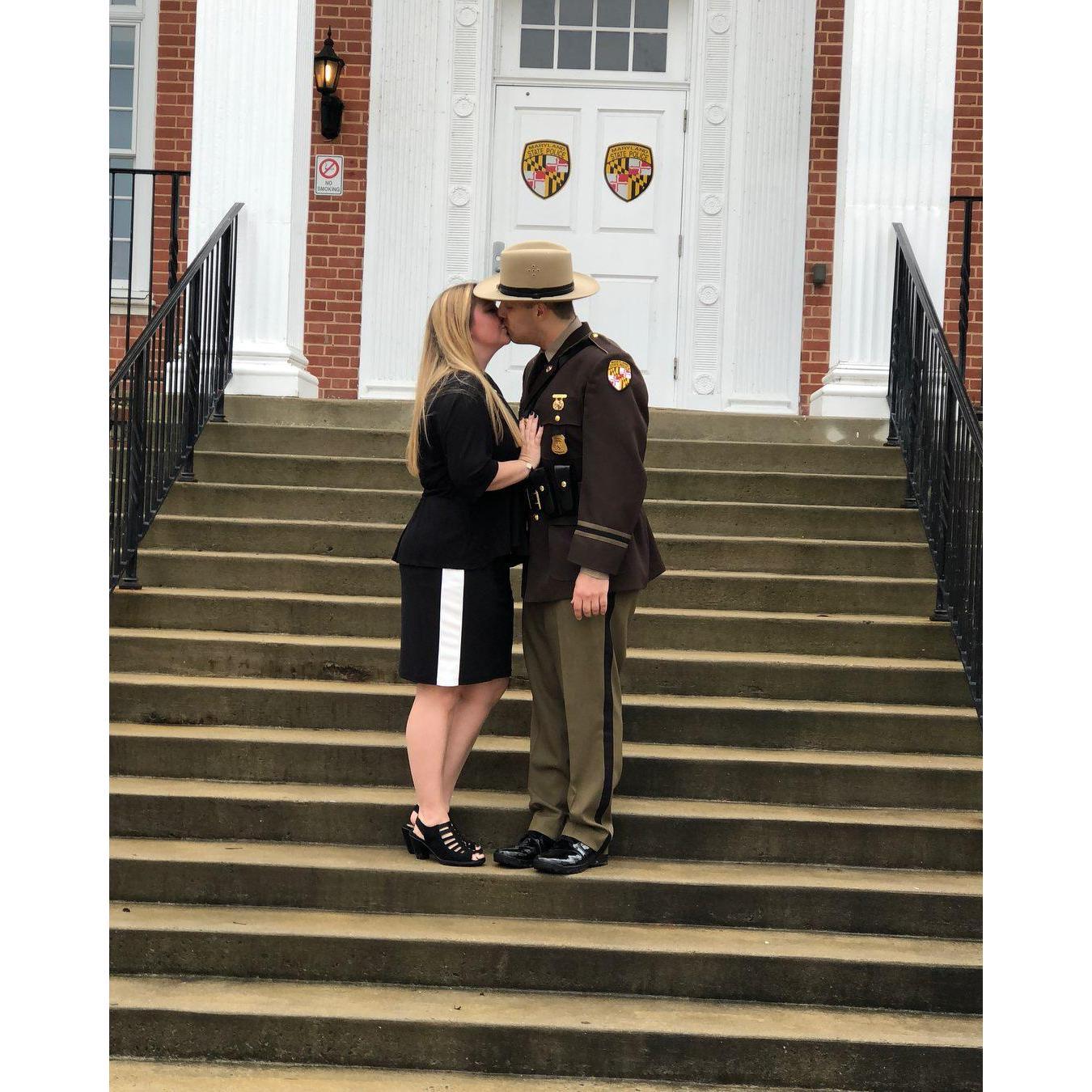 Never been more proud of my man-graduated the Maryland Sate Police Academy. I am a Middle School Teacher and he is a Maryland State Trooper! Love him in his Class A's! February 2018