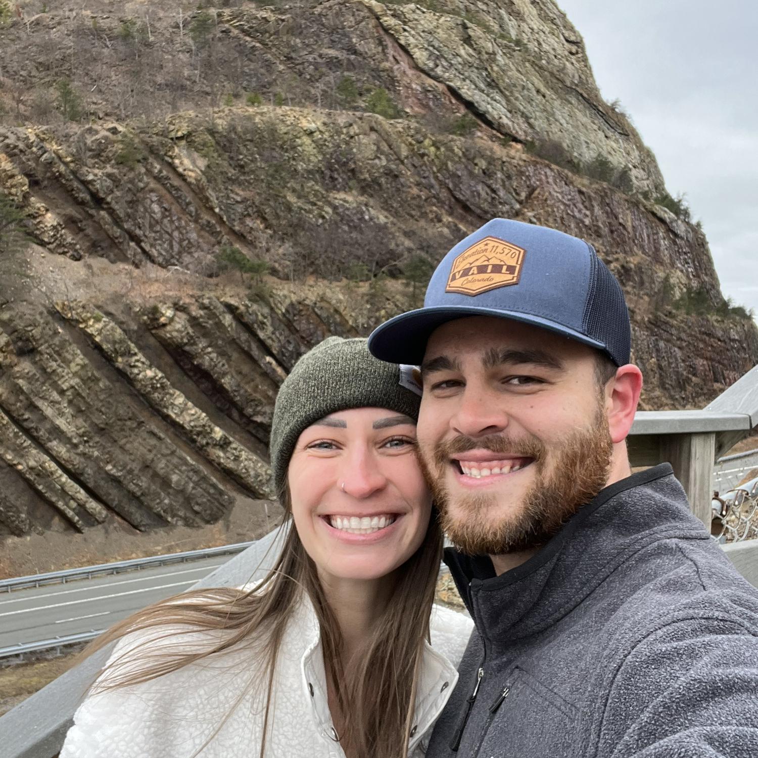 On their way to ski  ! Emily taught Aaron to ski their first year together and now they go every year