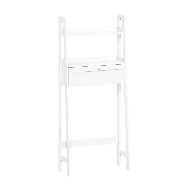 RiverRidge Home Amery Over the Toilet Bathroom Spacesaver Storage Shelves with Drop Down Door White