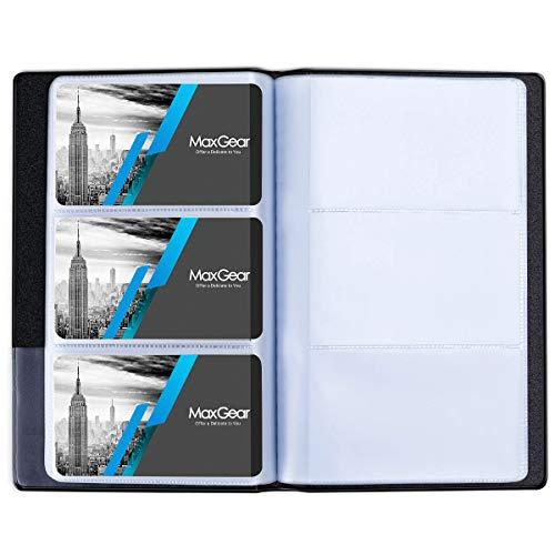 MaxGear Professional Business Card Organizer Business Card Holder Book, PU/Vegan Leather Journal Business Card Binder, Business Card File Name Card Holder for Office & Home, Capacity: 240 Cards, Black