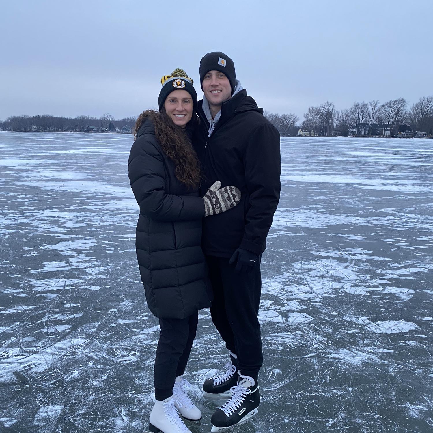 Our very first picture - ice skating on Crystal Lake.