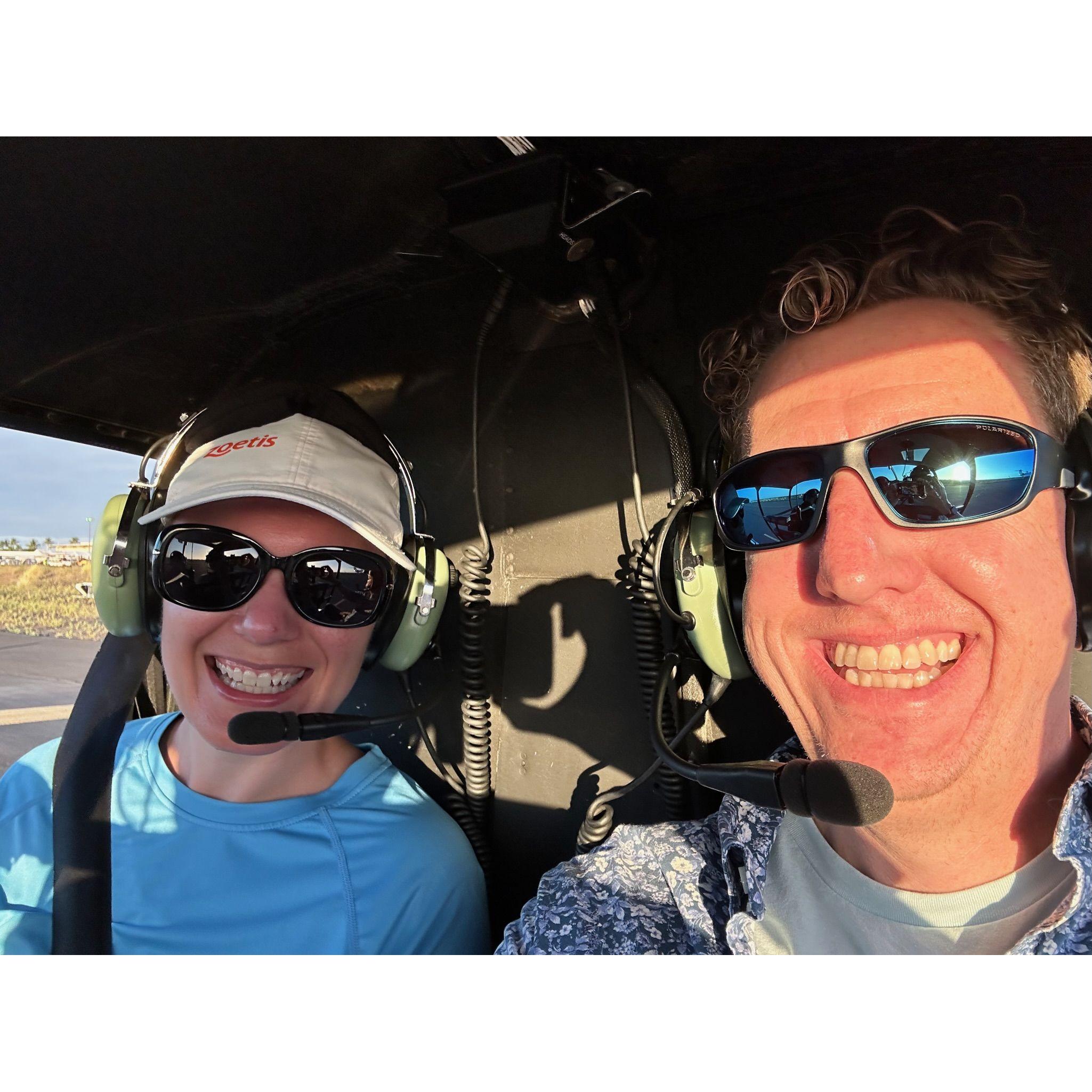 Taking a helicopter ride together in Hawaii over Christmas 2022
