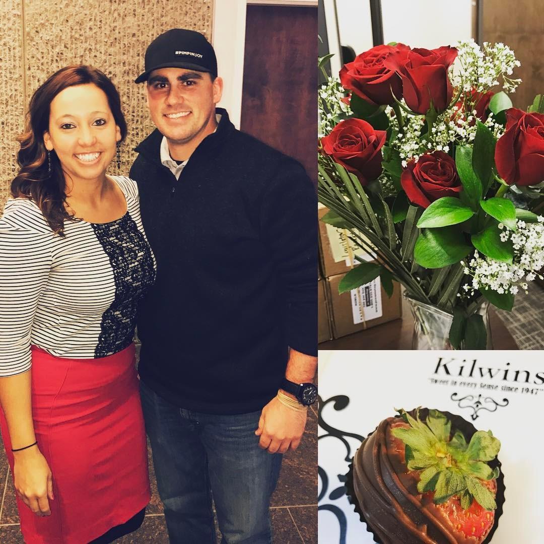 Our first Valentine's Day together, Keith showed up in person at my office with flowers and chocolate XO