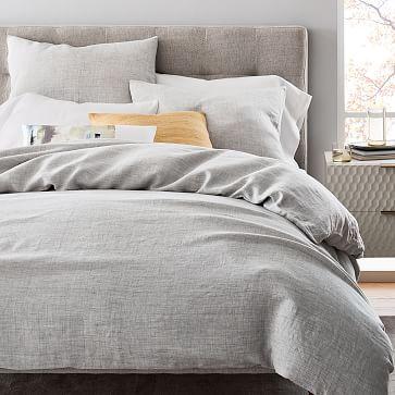 Belgian Flax Linen Fiber Dyed Duvet Cover & Shams - Frost Gray
