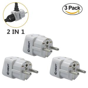 Unidapt European Adapter Travel Adapter 3 Pack Power Adapter Converter Schuko E-F Plug Charger Universal Plug Adapter USA US to EU Europe (3 piece)