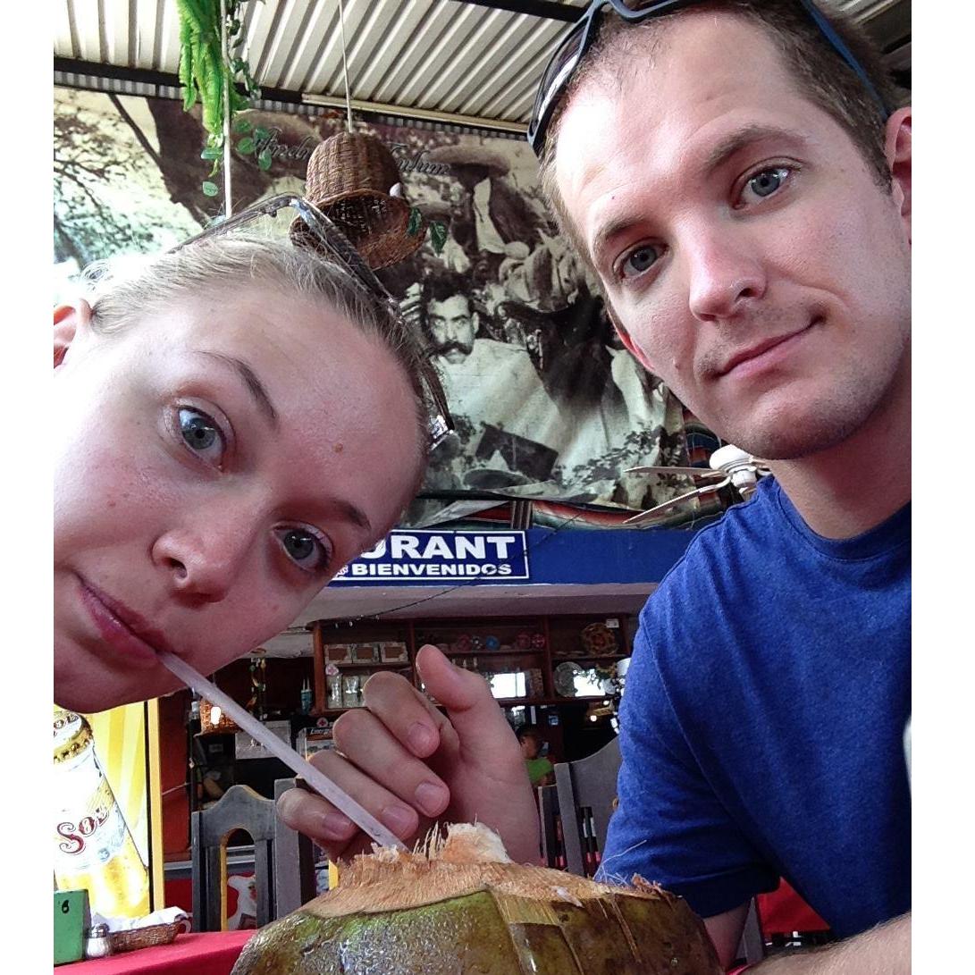 2015, Tulum Mexico - Drinking out of a coconut and relaxing before the next adventure!