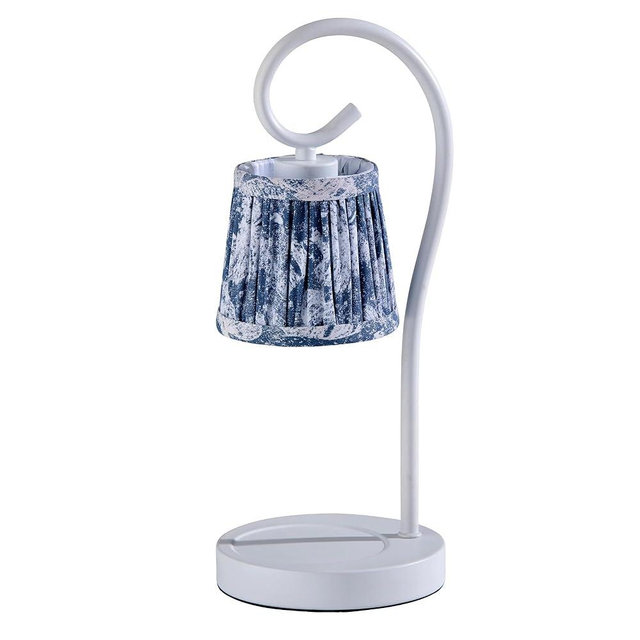 Adesso Candle Warmer Lamp – Flameless Candle Melter with Adjustable Timer & Dimmable Light, Bulb Included, White Base & Blue Floral Printed Shade, for Home, Dorm, or Office