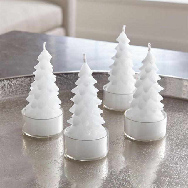White Tree Tealight Candles, Set of 4