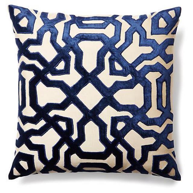 Chase 18x18 Velvet Pillow, Indigo