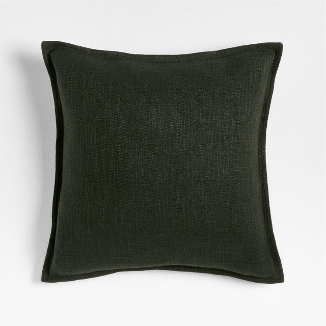 Ficus Green 20x20 Organic Laundered Linen Throw Pillow Cover