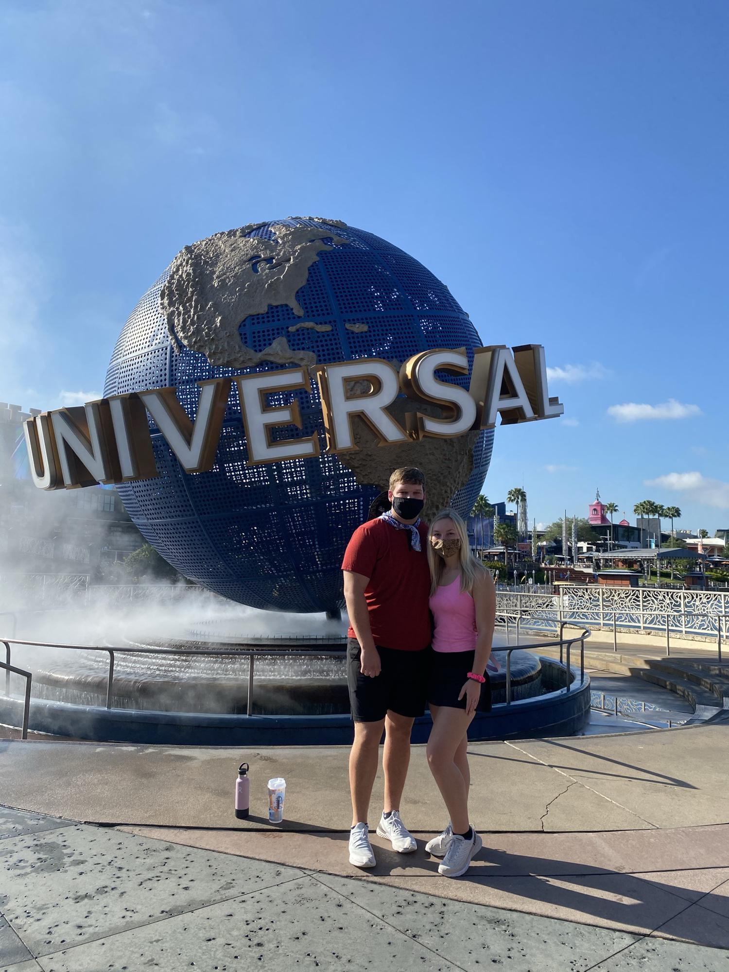 Universal studios with our masks on