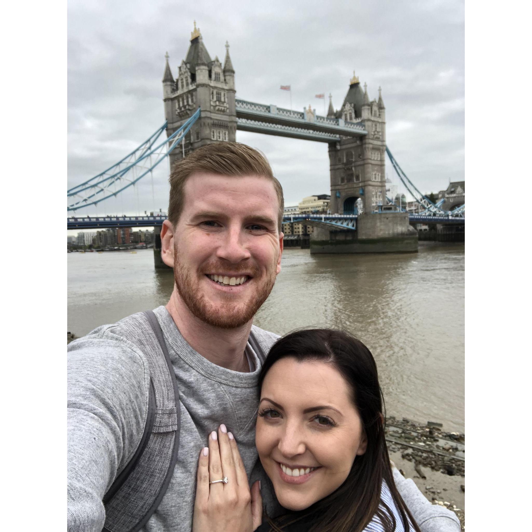 Drizzly day in London before we went up inside Tower Bridge