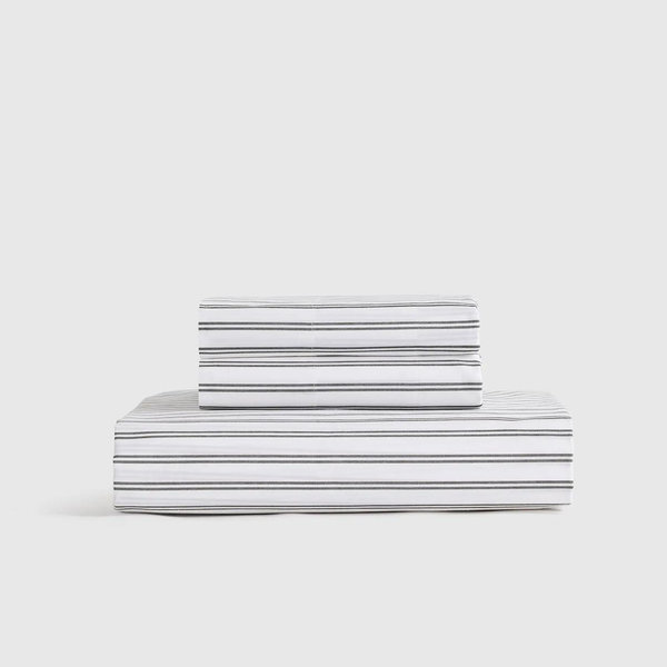 Classic Organic Percale Double Stripe Fitted Sheet Set