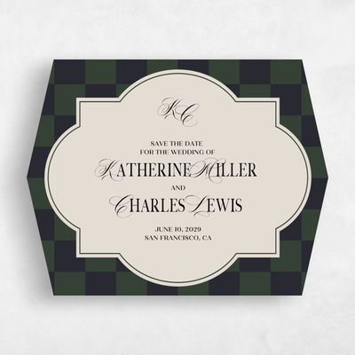 Green Diamond Wedding Save the Date - Sarlat Landscape