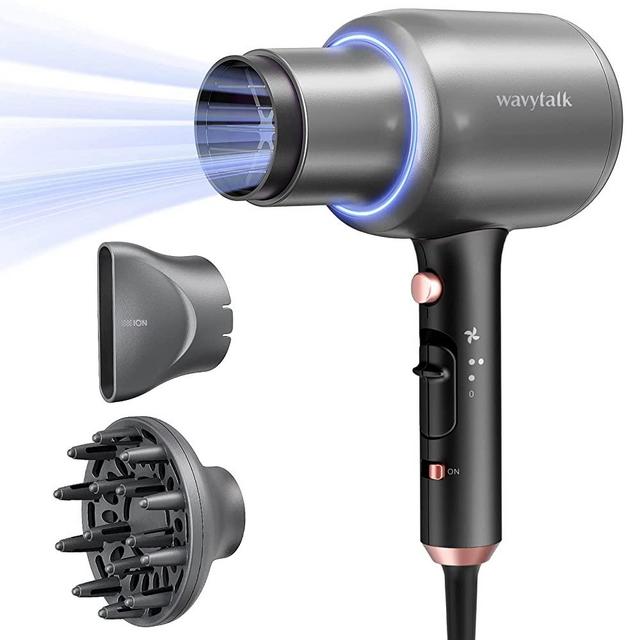 Wavytalk Ionic Hair Dryer Blow Dryer with Diffuser for Curly Hair Professional Salon Hair Dryer Attachment Diffuser and Concentrator Nozzle for Women Styling Natural