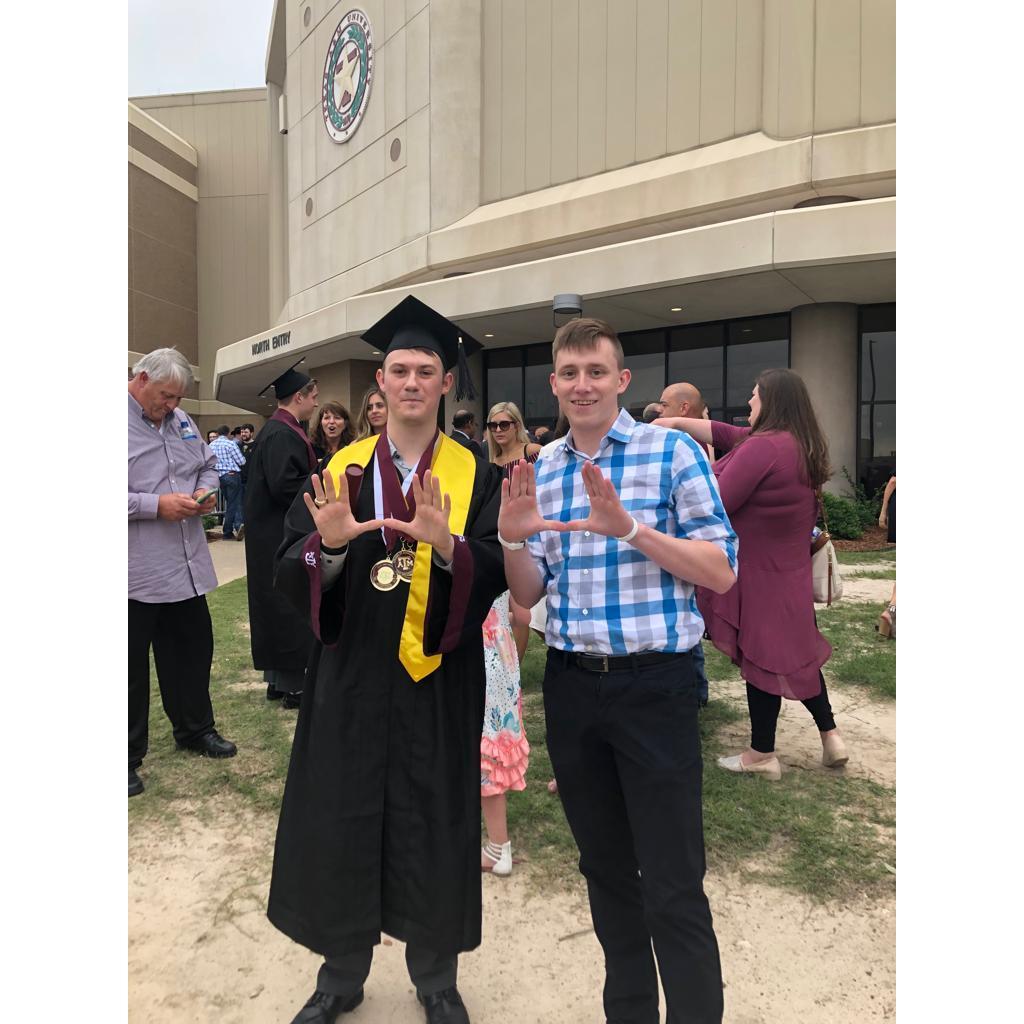 Quinton and Tyler at Quinton's graduation from TAMU (2019)