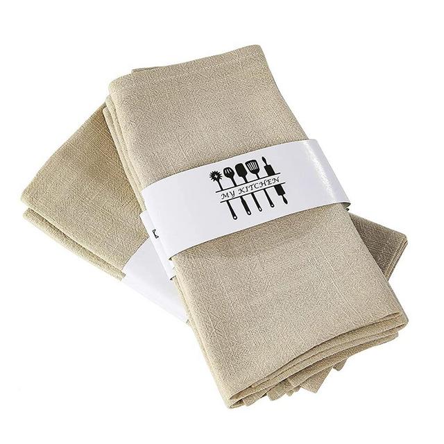 Rustic Natural Washable Cotton Linen Napkin Set, Soft Comfortable and Reusable Linen Dinner Napkins Cloth for Wedding Celebration and Party Decor, Set of 6, Beige