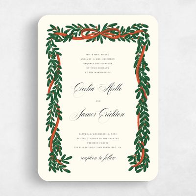 Beige Rounded Wedding Invitation - Crosby Portrait