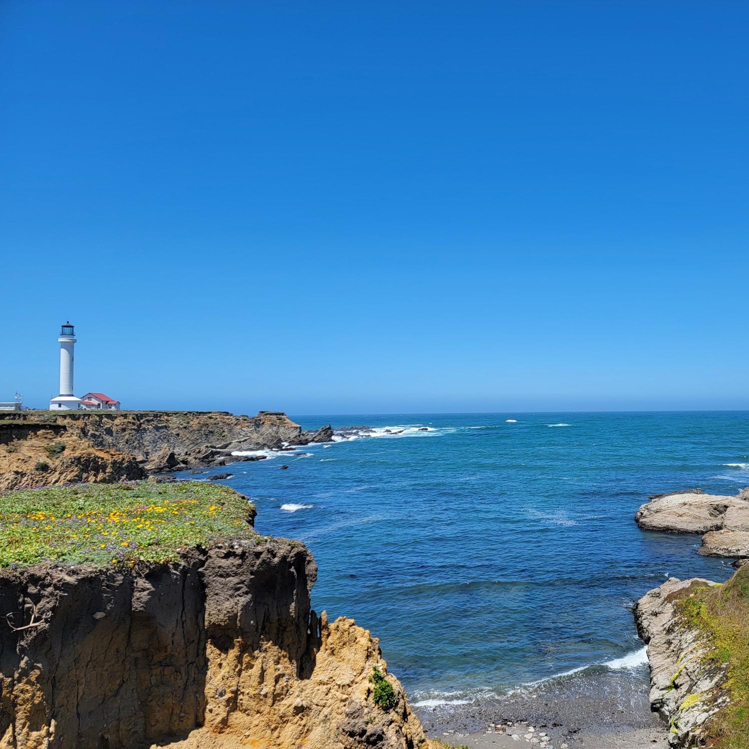 View of Point Arena Lighthouse by a cute little gazebo
