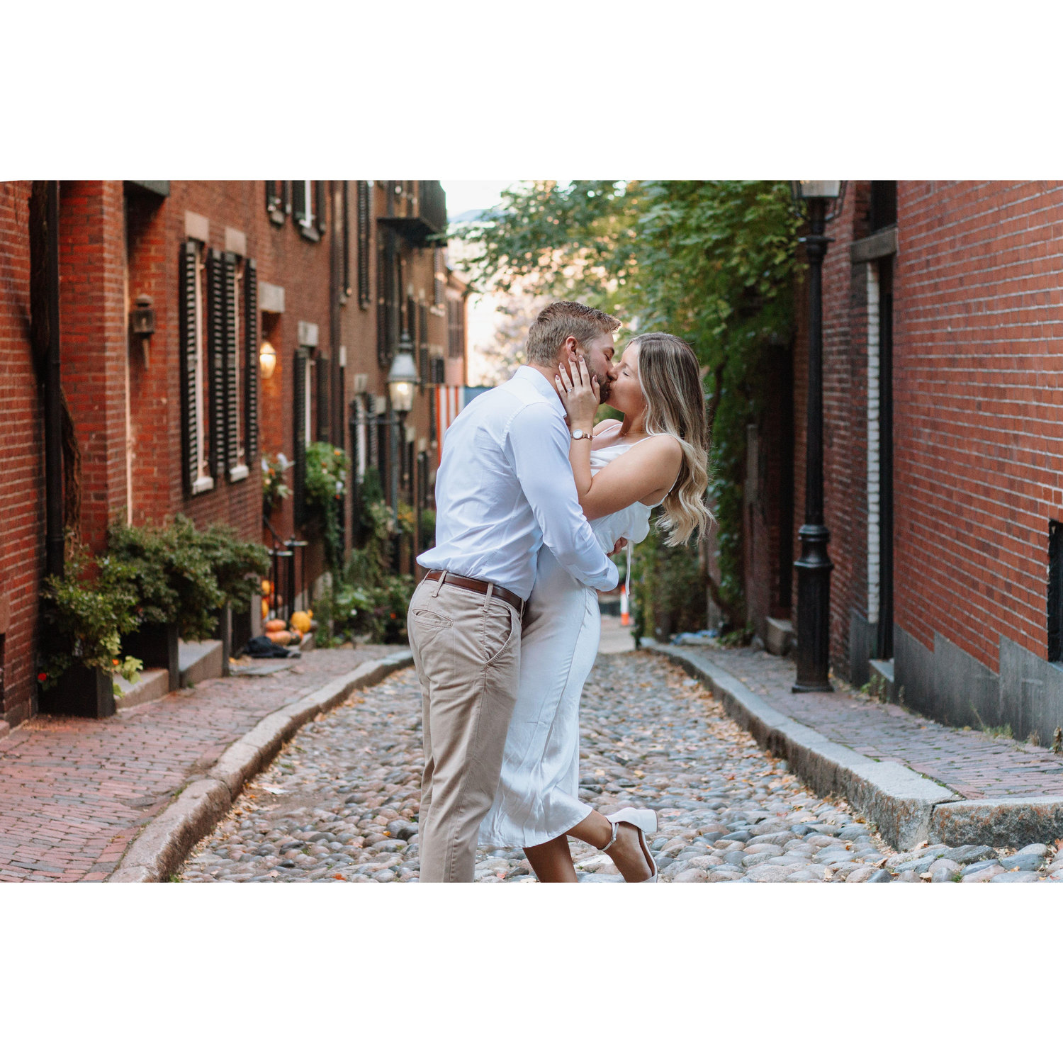 Engagement pictures taken in Boston, Massachusetts on Acorn Street. (October 17, 2024)