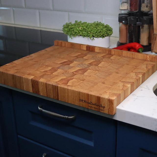 Unique end grain cutting board with double-side counter lip, cutting board, edge grain cutting board with stop, butcher block, z wood board