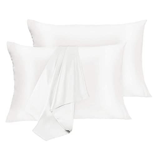 Midohome Silk Pillowcase for Hair and Skin, 100% Mulberry Silk Bed Pillowcase with Hidden Zipper, Both Side Silk Pillow Cover 19 Momme, Soft Breathable Smooth, 2 Pack Standard Size Pillow Case
