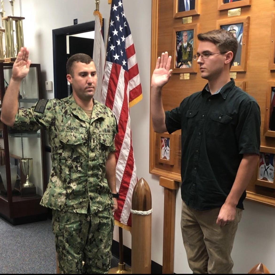 James Swearing into the Military Aug. 2019