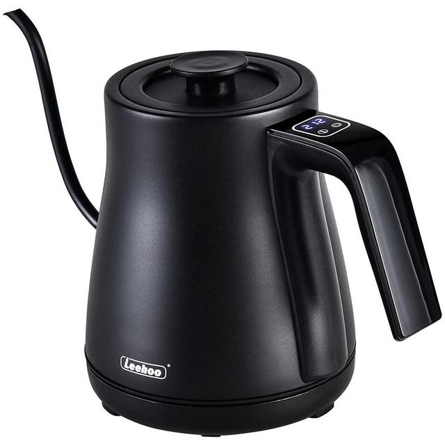 Electric Gooseneck Kettle with Temperature Control,Handle Surface Touch Screen Design,Pour Over Coffee Kettle & Tea Kettle, Smart Water Kettle 100% Stainless Steel Inner Lid & Bottom 1000W Rapid Heating 0.8L, Black