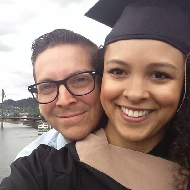 On the Morrison bridge after my grad school graduation! -- Summer 2016