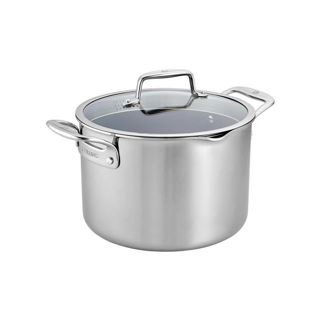J.A. Henckels Zwilling Clad CFX 8-Qt. Stock Pot with Strainer Lid and Pouring Spouts