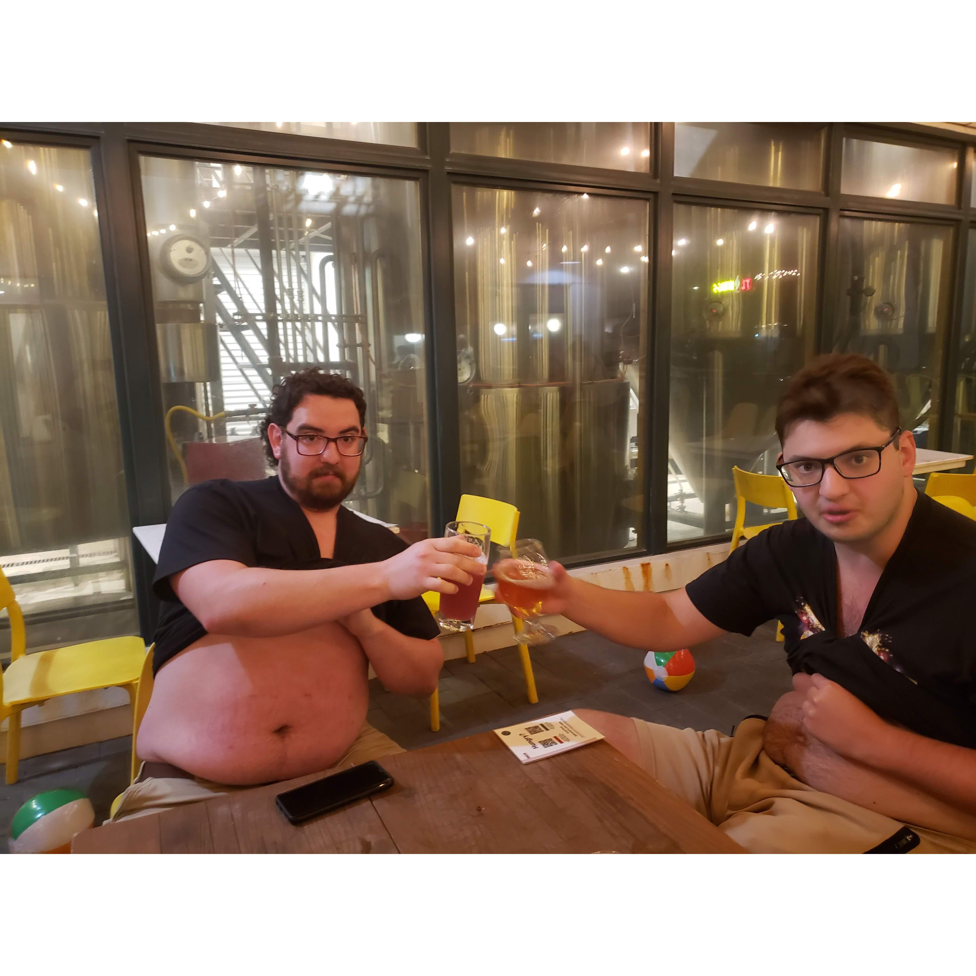 Spencer and Wyatt enjoying a few beers and our favorite Brewery, Greenwood Brewing.