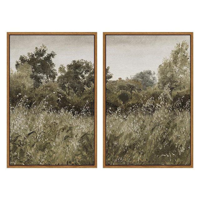 InSimSea 2 Pcs Framed Wall Art Vintage Farmhouse Decor, Retro Grassland Paintings Above Bed Wall Decor, Canvas Prints, Living Room,Bedroom,Office Retro Country Decor, 16x24inch, Set of 2