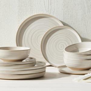 Better Homes & Gardens-Collins Cream Stoneware 12-Piece Dinnerware Set