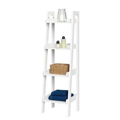 4 Tier Narrow Ladder Bathroom Shelf White