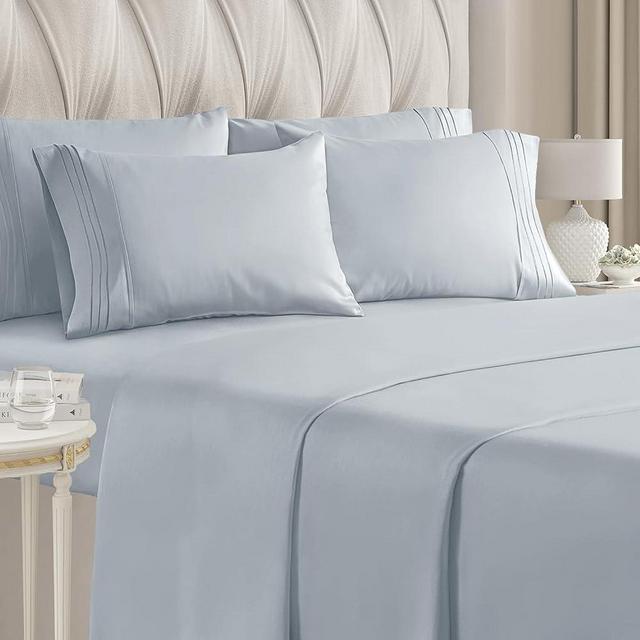 California King Size Sheet Set - 6 Piece Set - Hotel Luxury Bed Sheets - Extra Soft - Deep Pockets - Easy Fit - Breathable & Cooling Sheets - Wrinkle Free - Comfy - Sky Blue Bed Sheets - Cal King 6 PC