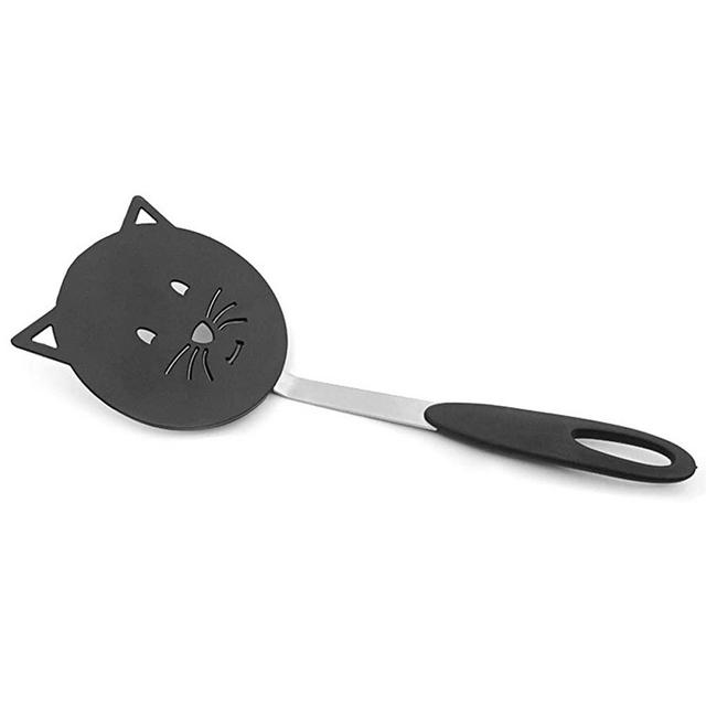GOODFEER Nylon Turner Cute Cat Shape Small Heat Resistant Wok Spatula for Non Stick cookware with Stainless Steel Bracket for Cooking, Fish,Eggs, Pancakes, Fried Rice.