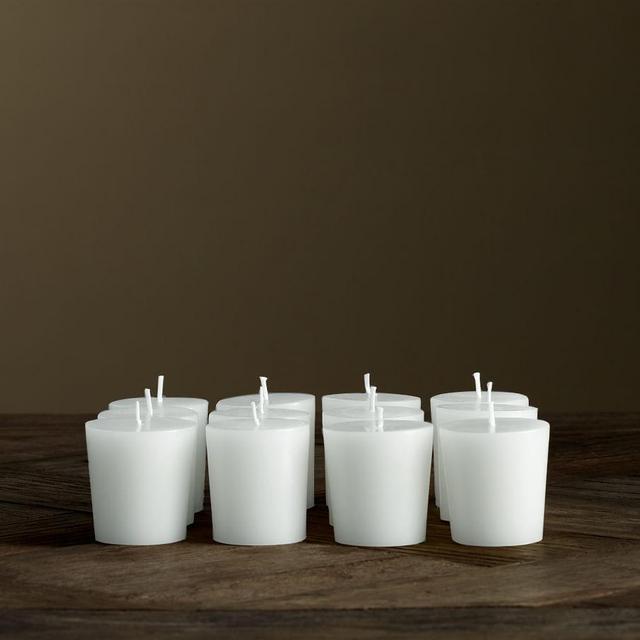 Unscented Votive Candles, White - Set of 12
