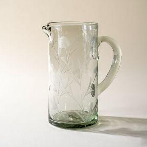 Etched Thistle Recycled Glassware